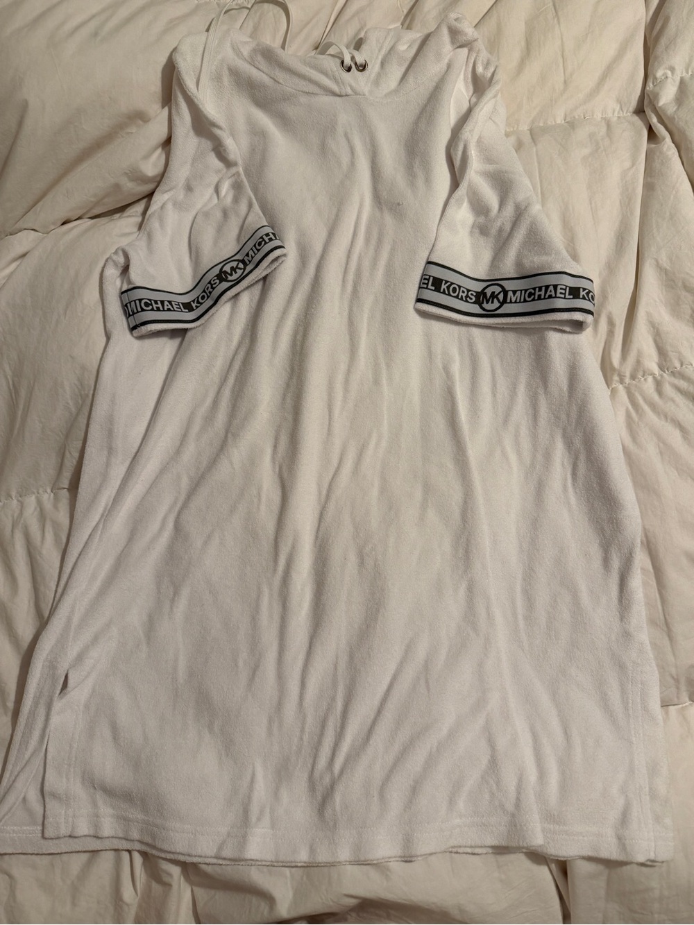 Michael Kors White Short Sleeve Polo with Logo Trim